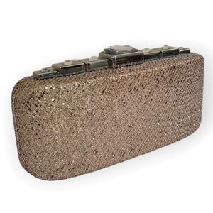 Kate Landry Glittery Gold Rhinestone Embellished Velvet Lined Hard Case Bag